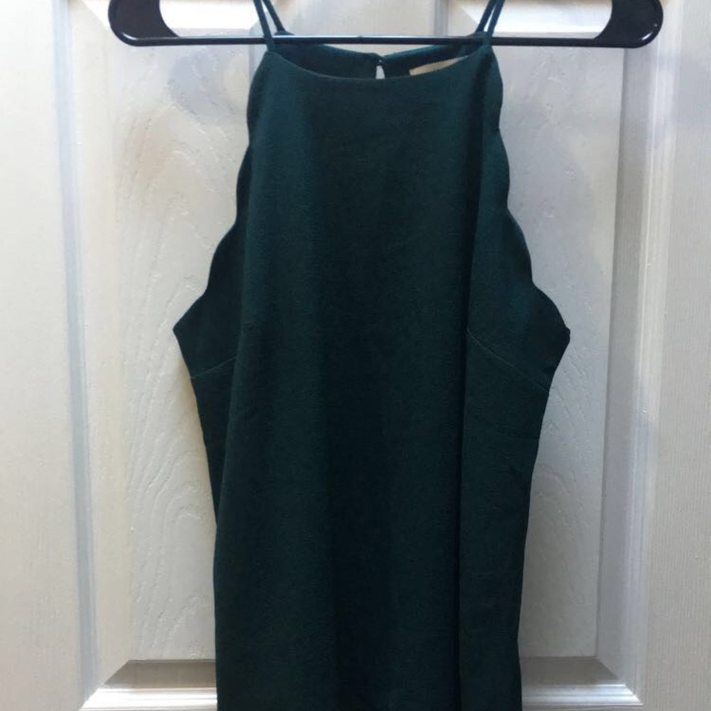 Dark Green Scalloped Tank Top